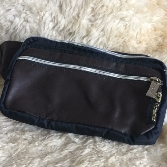 orobianco Waist pouch Body Bag navy brown nylon leather NEW